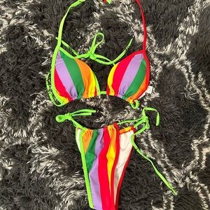 Colorful Striped Bikini Set